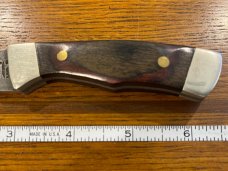 Parker-Edwards 6 1/2" Trailing Point Hunting Knife w/Damascus Blade & Pakkawood Scales