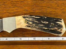 Parker-Edwards 8 1/4" Trailing Point Hunting Knife w/Damascus Blade & Stag Scales