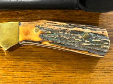 08 Parker-Edwards Trailing Point Hunting Knife w/Damascusl Blade & Stag Scales A175DS 