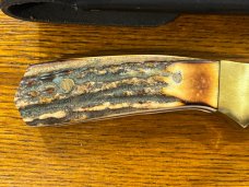 08 Parker-Edwards Trailing Point Hunting Knife w/Damascusl Blade & Stag Scales A175DS 