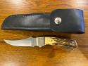 10 Parker-Edwards Trailing Point Hunting Knife w/Stainless Steel Blade & Polished Stag Scales A175SS