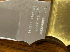 01 Parker-Edwards Trailing Point Hunting Knife w/Stainless Steel Blade & Scrimshaw Stag Scales A175S