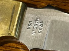 01 Parker-Edwards Trailing Point Hunting Knife w/Stainless Steel Blade & Scrimshaw Stag Scales A175S