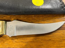 01 Parker-Edwards Trailing Point Hunting Knife w/Stainless Steel Blade & Scrimshaw Stag Scales A175S