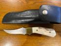 07 Parker-Edwards Trailing Point Hunting Knife w/Damascusl Blade & Smooth Stag Scales A175DS 