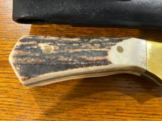 02 Parker-Edwards Trailing Point Hunting Knife w/Stainless Steel Blade & Gnarly Stag Scales A175SS