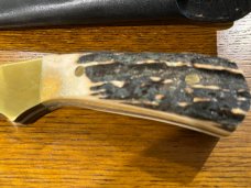02 Parker-Edwards Trailing Point Hunting Knife w/Stainless Steel Blade & Gnarly Stag Scales A175SS