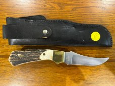 02 Parker-Edwards Trailing Point Hunting Knife w/Stainless Steel Blade & Gnarly Stag Scales A175SS