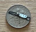 Antique Miniature Folding Knife, Mother Of Pearl, Sheffield England, Tiny Mini Micro Fob