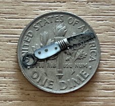 Antique Miniature Folding Knife, Mother Of Pearl, Sheffield England, Tiny Mini Micro Fob