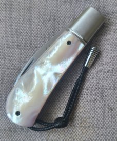 Vincenzo Balistreri Swayback..4"....Mother of Pearl..AEB-L..liners..lanyard pin and bead..coa.slip
