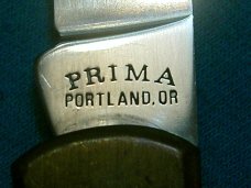 PRIMA PORTLAND OR PURINA MILLS AD ADVERTISING CAMPING SURVIVAL FOLDING POCKET KNIFE KNIVES OLD