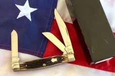 Queen *Dan Burke* 2007 STOCKMAN MDL 26 Pocket Knife w Beautiful Winterbottom Bone Handles -MINT -NOS