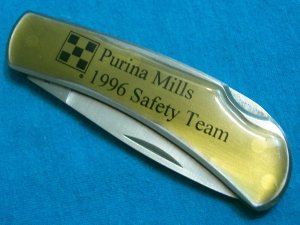 UTICA PURINA MILLS 1996 181501 SAFETY ADVERTISING CAMPING SURVIVAL FOLDING POCKET KNIFE KNIVES OLD