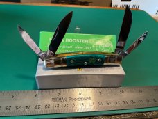 Hen & Rooster 324CGPB Medium Congress Folding Pocket Knife with Green Pick Bone Handle