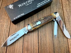 Winchester 3 Back Spring Swell Center Whittler Stag 1991 #3904