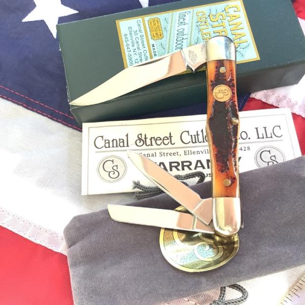Canal Street Whittler w/ Great Amber Carved Bone Stag Handles -NOS Canal Street Whittler w/ Great Amber Carved Bone Stag Handles -NOS