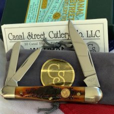 Canal Street Whittler w/ Great Amber Carved Bone Stag Handles -NOS