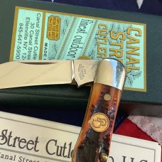 Canal Street Whittler w/ Great Amber Carved Bone Stag Handles -NOS