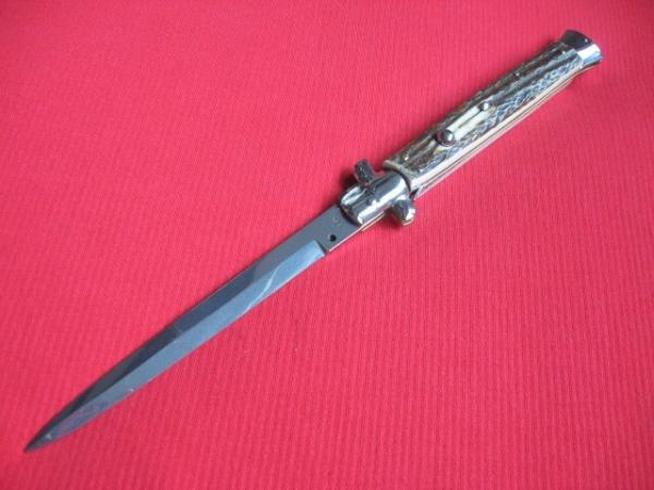 New Old Stock "INOX" 13 Inch Stag ITALIAN STILETTO Switchblade Knife
