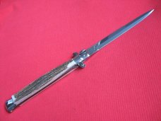 New Old Stock "INOX" 13 Inch Stag ITALIAN STILETTO Switchblade Knife