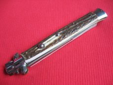 New Old Stock "INOX" 13 Inch Stag ITALIAN STILETTO Switchblade Knife