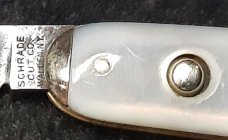 Early Schrade Cut Co Genuine Mother of Pearl w/ Tip Bolsters 