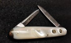 Early Schrade Cut Co Genuine Mother of Pearl w/ Tip Bolsters 