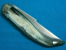 BIG VINTAGE HORN TOLEDO INOX SPANISH NAVAJA RATCHET LOCK FOLDING POCKET KNIFE KNIVES OLD