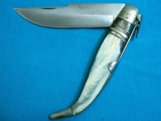 BIG VINTAGE HORN TOLEDO INOX SPANISH NAVAJA RATCHET LOCK FOLDING POCKET KNIFE KNIVES OLD