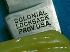 VINTAGE YELLOW COLONIAL LOCKBACK PROV USA EQUAL END CIGAR FOLDING POCKET JACK KNIFE KNIVES OLD