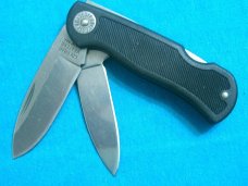 VINTAGE COLEMAN WESTERN USA DOUBLE LOCKBACK 2 BLADE TRAPPER FOLDING POCKET KNIVES OLD
