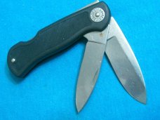 VINTAGE COLEMAN WESTERN USA DOUBLE LOCKBACK 2 BLADE TRAPPER FOLDING POCKET KNIVES OLD