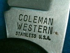 VINTAGE COLEMAN WESTERN USA DOUBLE LOCKBACK 2 BLADE TRAPPER FOLDING POCKET KNIVES OLD