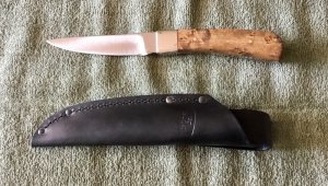 BOBBY G BRAGG HANDMADE BURLWOOD HUNTING KNIFE