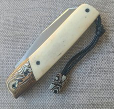 Vincenzo Balistreri Ragnar..3.75"..Mokume & polished Stag....AEB-L..lanyard pin and bead..coa.slip