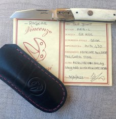 Vincenzo Balistreri Ragnar..3.75"..Mokume & polished Stag....AEB-L..lanyard pin and bead..coa.slip
