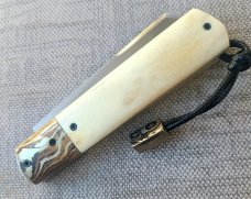 Vincenzo Balistreri White Wolf ..4"..Mokume & polished Stag....AEB-L..lanyard pin & bead..coa.slip