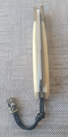 Vincenzo Balistreri White Wolf ..4"..Mokume & polished Stag....AEB-L..lanyard pin & bead..coa.slip