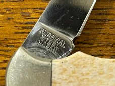National Blade Little Humpback Single-Blade Lockback Knife w/Scrimshaw Smooth Bone Scales Japan