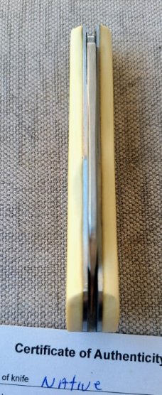 Jeff Pearce Ivory Westinghouse Shadow Native..Magnacut super steel...4" closed..coa.pouch