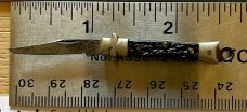 Antique Miniature Folding Stiletto Knife, Germany, Imitation Stag Handle, Tiny Mini Fob
