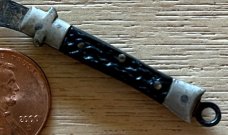 Antique Miniature Folding Stiletto Knife, Germany, Imitation Stag Handle, Tiny Mini Fob