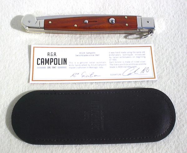 NEW AGA CAMPOLIN 12" ITALIAN SICILIANO SANTOS MAHOGANY WOOD 4 MLIMETER BLADE, NICKEL SILVER BOLSTER