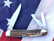 Bulldog Brand Whittler w/ Super Stag Handles +Standing Bulldog  Blade Etch & Frost 4