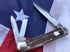 Bulldog Brand Whittler w/ Super Stag Handles +Standing Bulldog  Blade Etch & Frost 4