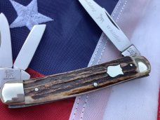 Bulldog Brand Whittler w/ Super Stag Handles +Standing Bulldog  Blade Etch & Frost 4