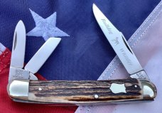 Bulldog Brand Whittler w/ Super Stag Handles +Standing Bulldog  Blade Etch & Frost 4