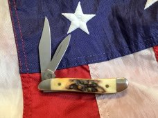 Case Brothers Peanut Knife (MDL# 5220 SS) w/ Great Stag Handles -NOS in Mint Condition