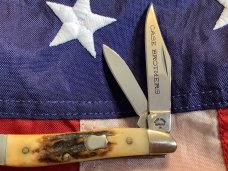 Case Brothers Peanut Knife (MDL# 5220 SS) w/ Great Stag Handles -NOS in Mint Condition